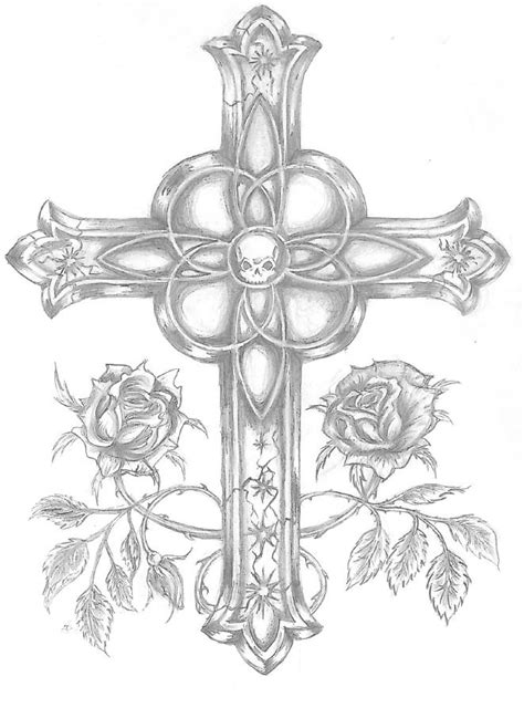 Don't place the lines too far apart, otherwise the stem will be too thick. Cross and roses - drawing by Wingedcat-Kimmie on DeviantArt