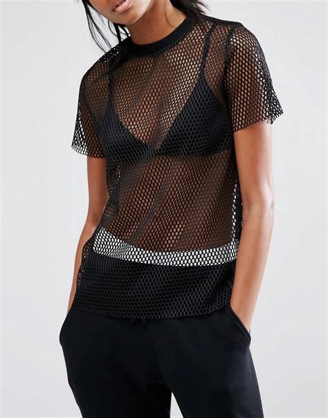 Missguided Mesh T Shirt At カットソー
