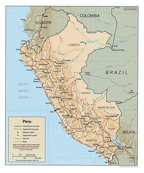 Large Political And Administrative Map Of Peru With Relief Roads And