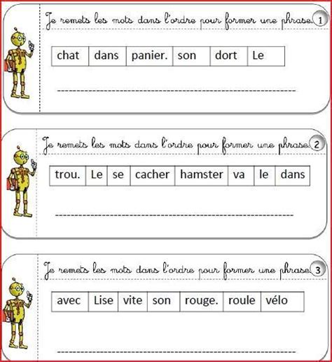 Mettre Les Phrases En Ordre Ce1