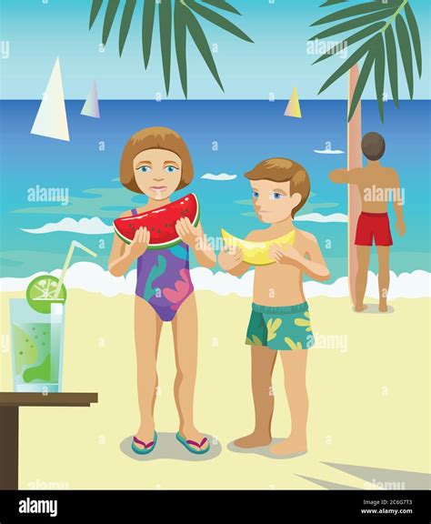 humans on the beach stock vector images alamy
