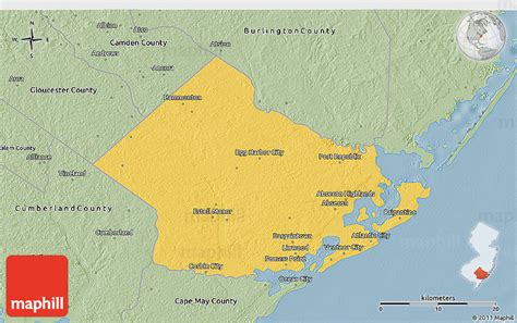 Savanna Style 3d Map Of Atlantic County