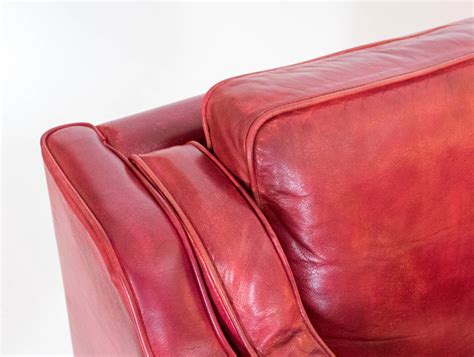 Red Leather Sofa By Borge Mogensen At 1stdibs