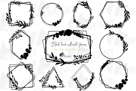 Download these amazing cliparts absolutely free and use these for creating your presentation, blog or website. Black geometric floral silhouette wedding frames clip art ...