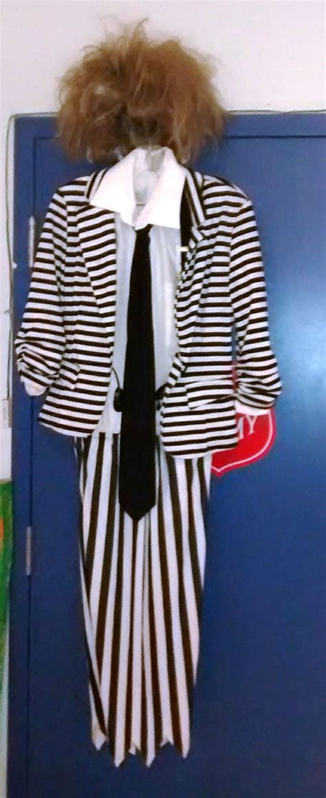 Masking tape, jacquard's airbrush color. Beetlejuice is a great and easy creative thrifty costume idea to make! | Diy costumes, Costume ...