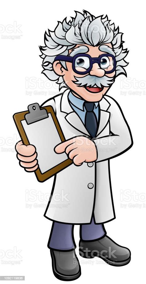 Scientist Cartoon Character Holding A Clipboard Stock Illustration