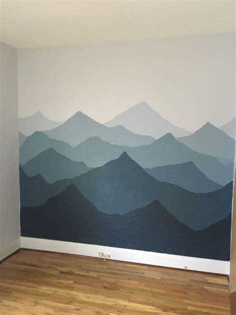 Painted A Mountain Mural In Our Nursery Used Sherwin Williams Rock