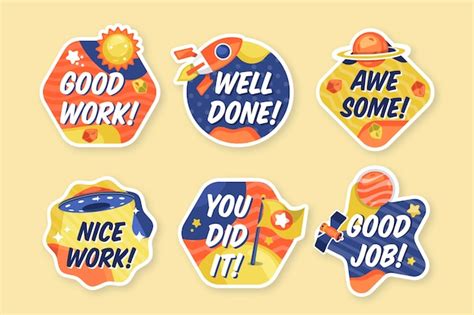 Free Vector Good Job And Great Job Stickers Set