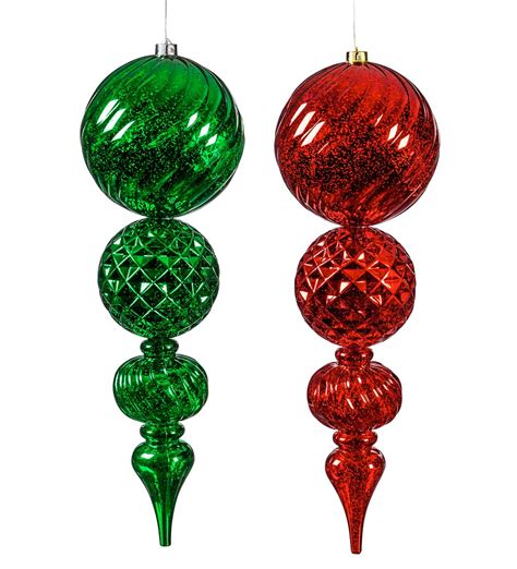 24l Indooroutdoor Shatterproof Lighted Holiday Finial Ornaments Set