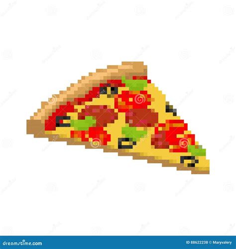 pizza pixel art piece of pizza is pixelated fast food isolated cartoon vector cartoondealer