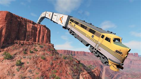 Trains Vs Cliff 1 Beamngdrive Youtube