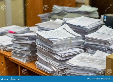 Pile Of Paper Documents In The Office Stock Image Image Of Data Heap
