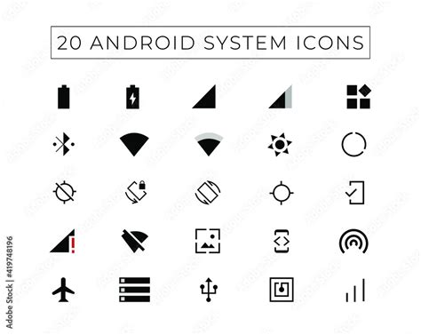 Vetor De Android Icon Set With Line Art Stoke Android System Icon