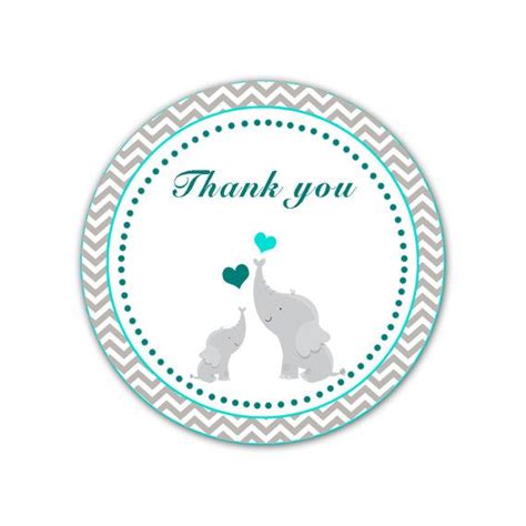 Unique baby thank you cards by independent artists. INSTANT DOWNLOAD Teal Grey Chevron Elephant Baby Shower Thank You… | Ducha de bebé elefante ...