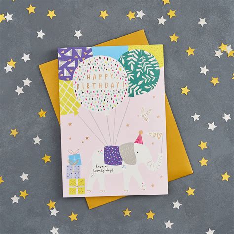 Perfect for friends & family to wish them a happy birthday on their special day. Happy Birthday Elephant Card By Jessica Hogarth | notonthehighstreet.com