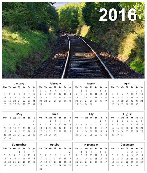 2016 Railway Line Calendar Free Stock Photo Public Domain Pictures