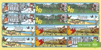 Months Of The Year With Seasons Theme Display Posters