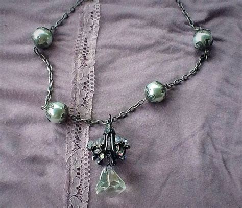 Pearl And Metal Chandelier Necklace By Dejavuwearableart On Etsy