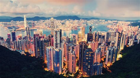 International Metropolis A Beautiful Night View Of Hong Kong Wallpaper