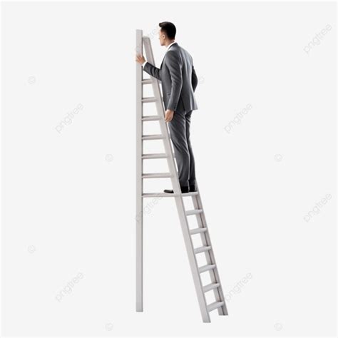 Businessman Walks Up The Ladder Of The Business Success Business