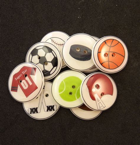 Sports Themed Buttons 10 Handmade Buttons For Sewing