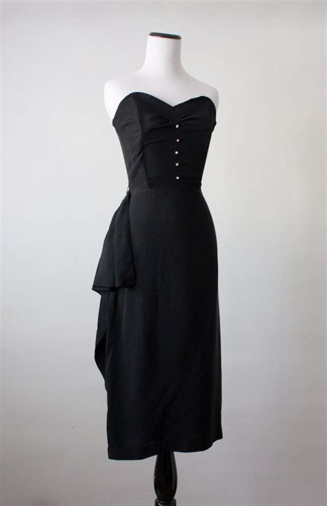 vintage 1940 s black noir strapless dress strapless cocktail dresses strapless dress 40s