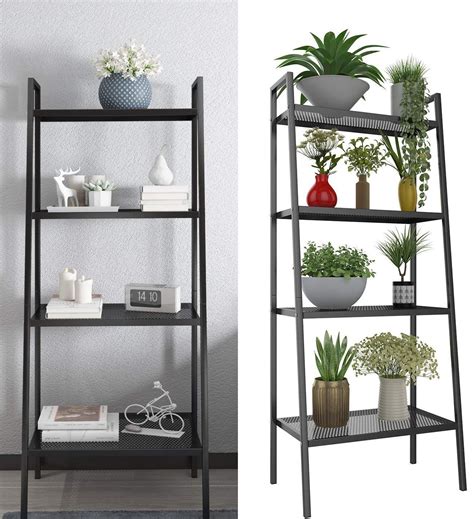 Ihr discounter für gewerblichen bürobedarf! 4 Tier Metal Ladder Bookshelf, Bookcase Plant Flower Stand ...