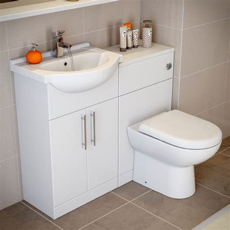 Essentials White Gloss Vanity Unit Basin And Toilet 1150mm Width