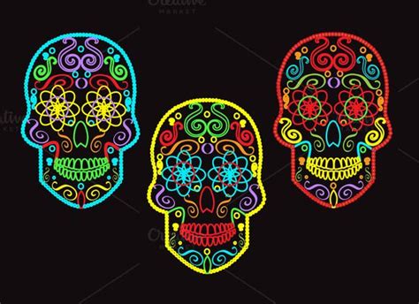 Skulls Vector Neon Color By Ralelav On Creativemarket Abstract Iphone