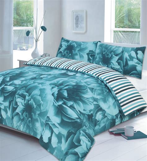 King comforter + 2 shams, color: Rose Floral Lilac Or Teal Or Red Duvet Cover & P/case ...