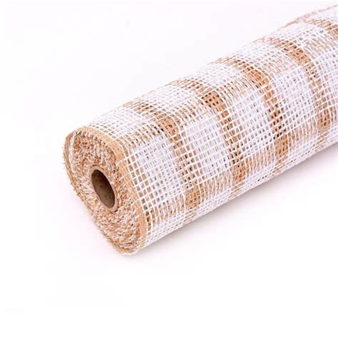 10 Natural And White Window Poly Burlap Mesh By Celebrate It™ Michaels