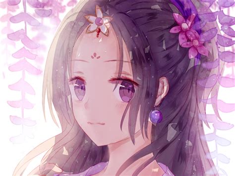 Desktop Wallpaper Beautiful Anime Girl Purple Eyes Cutie Hd Image Picture Background Cb68ba