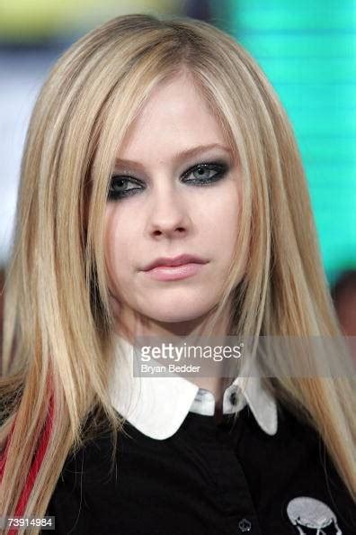 Musician Avril Lavigne Appears Onstage During Mtvs Total Request