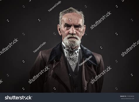 Vintage Characteristic Senior Man Gray Hair Stock Photo 219554632