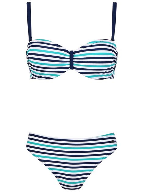 Naturana Naturana BLUE Striped Padded Wired Bikini Set Size 10