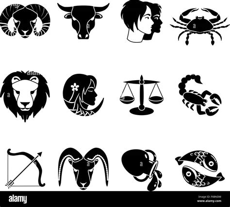 Los Iconos De Los Signos Del Zodíaco Negro Imagen Vector De Stock Alamy