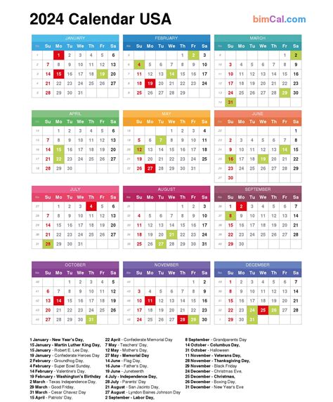 2024 Calendar Usa Bimcal