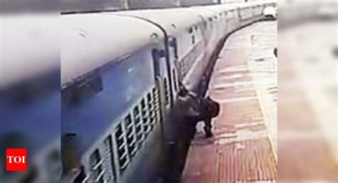 Man Boards Running Train Gets Dragged Is Saved By Constable Navi