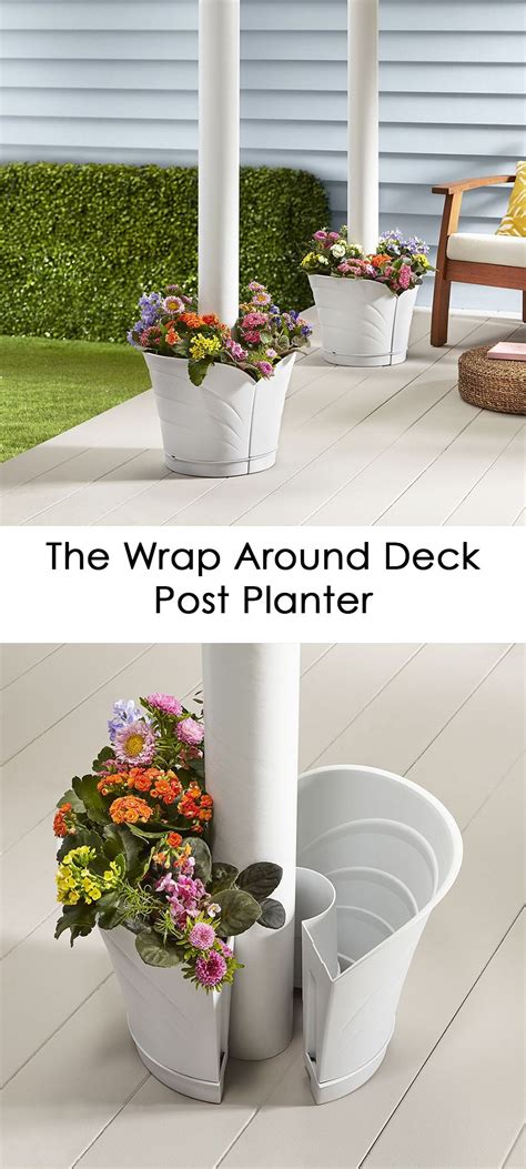 The Wrap Around Deck Post Planter Hammacher Schlemmer Planters