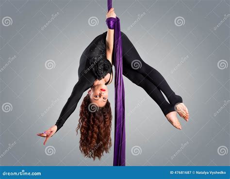 Beautiful Dancer On Aerial Silk Aerial Contortion Stock Image Image
