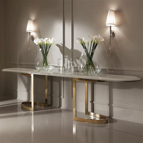 24 Carat Gold Plated Oval Designer Console Table Juliettes Interiors