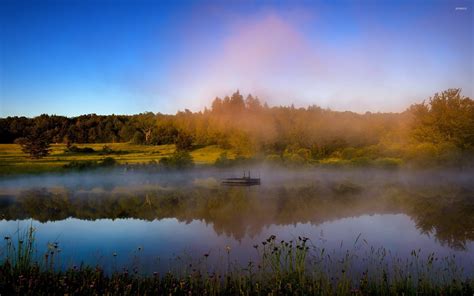 Foggy Lake By The Autumn Forest Wallpaper Nature Wallpapers 47777