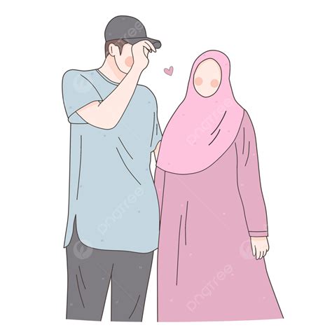 Illustration Of A Happy Muslim Couple Husband With His Wife Happy