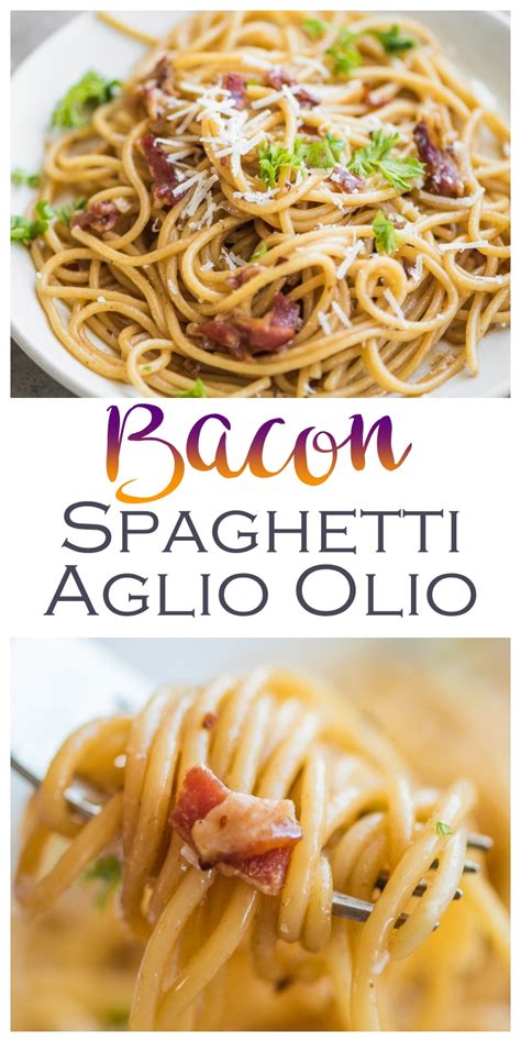 This recipe, if you can even call it that, is perfect for the days that you want a quick and easy dinner. Bacon Spaghetti Aglio Olio quick and easy weeknight recipe