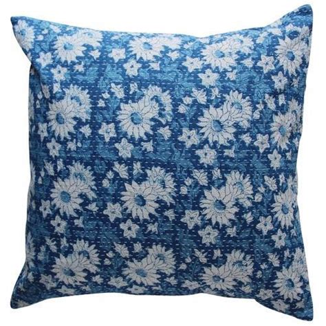 100 cotton floral hand block print blue cushion cover packaging type poly bags size 16 x 16