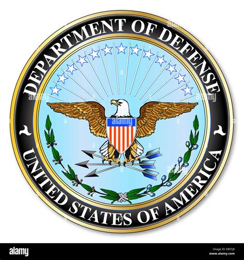 Department Of Defense Logo And Shield Over A White Background Stock