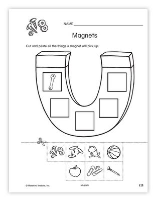 To teach students this concept, provide them with a variety of activities that allow them to practice pushing and pulling objects and share examples of objects in real life that are pushed. MAGNETS WORKSHEET (SCIENCE) | Kindergarten science ...