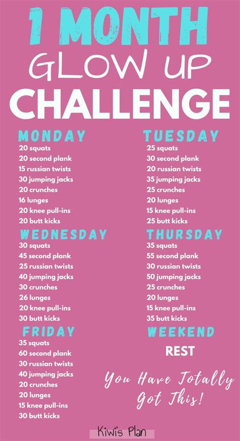 1 Month Glow Up Challenge Weight Workout Plan Month Workout
