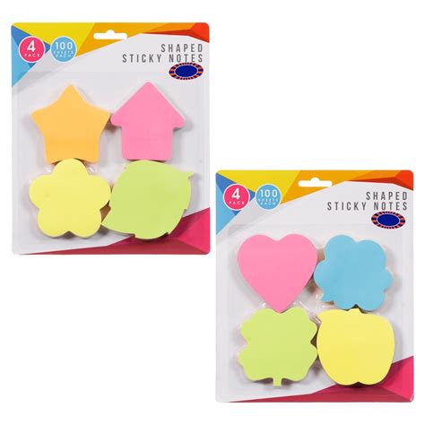 Shaped Sticky Notes 4pk Stationery Office Accessories