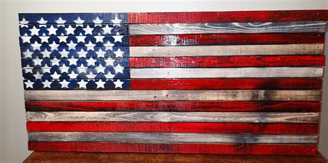 Burnt Flagspainted Flags Wooden American Flag Wooden Flag Small Flags